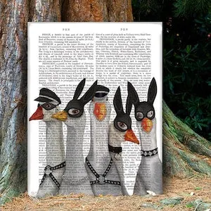 pornhint Pornhint Fetish gift ideas - Geese guys - Kinky bedroom decor Bondage wall art BDSM Erotic art Above bed painting Funny gift for him Farmyard animal