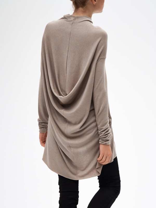 Solid Color Long Sleeved Draped Tunic Top