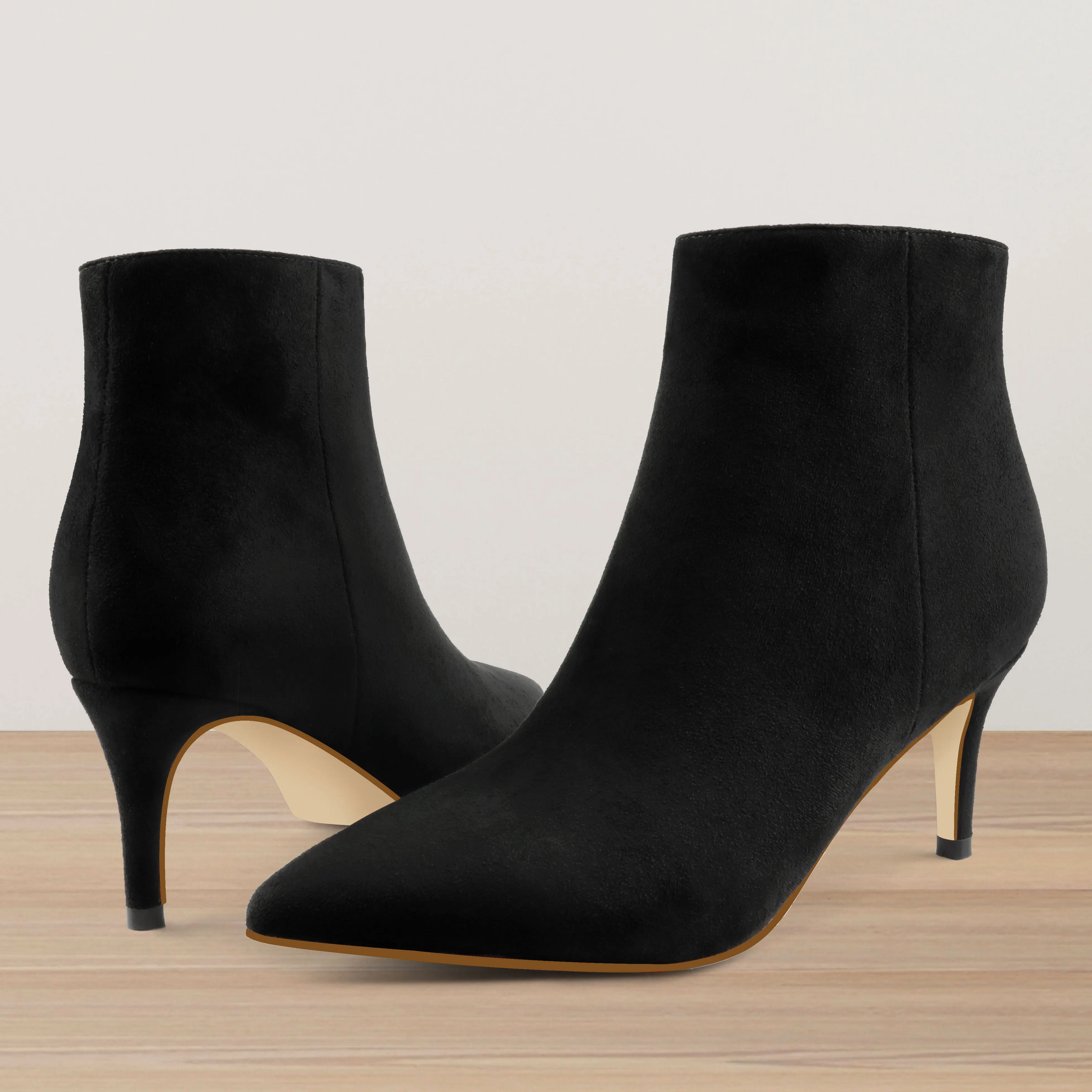 6cm/2.36 inch Women's Ankle Boots Closed Pointed Toe Red Bottom Stilettos Booties