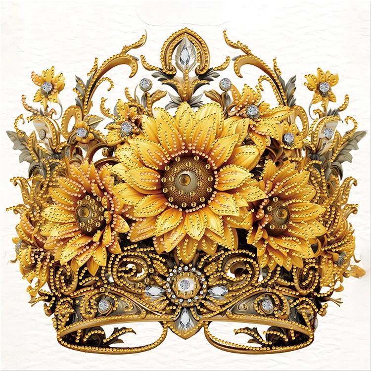 Crown Sunflower 35*35cm (Canvas) Special Shaped Drill Diamond Painting gbfke