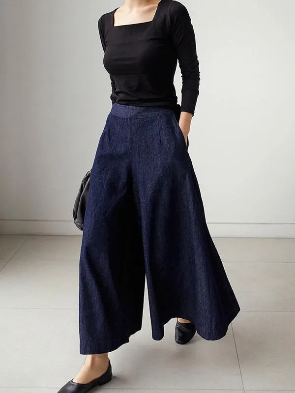 Simple Solid Color Empire Waisted Loose Pants