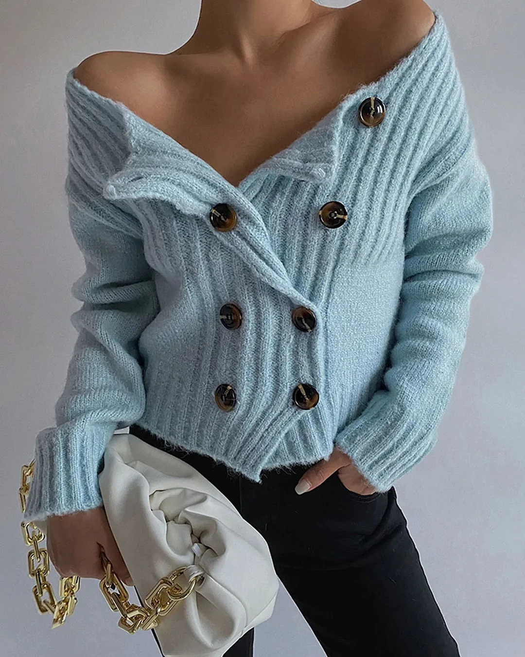 Casual knit sweater cardigan b3e1