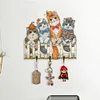 Wooden Cat Diamond Art Hanging Hook Rail Diamond Painting Art Craft Wall Hooks