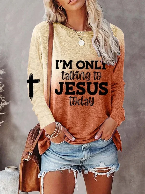 Easter Women's Gradient Letter Print Long Sleeve Top