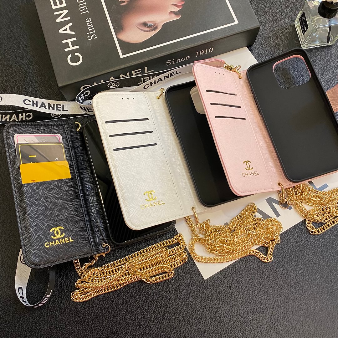 Chanel Genuine Leather Wallet Leather Crossbody Bag Apple iPhone Case