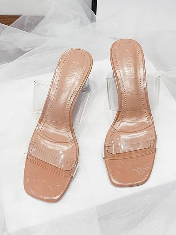 Crystal high heels with thick heel sandals and slippers
