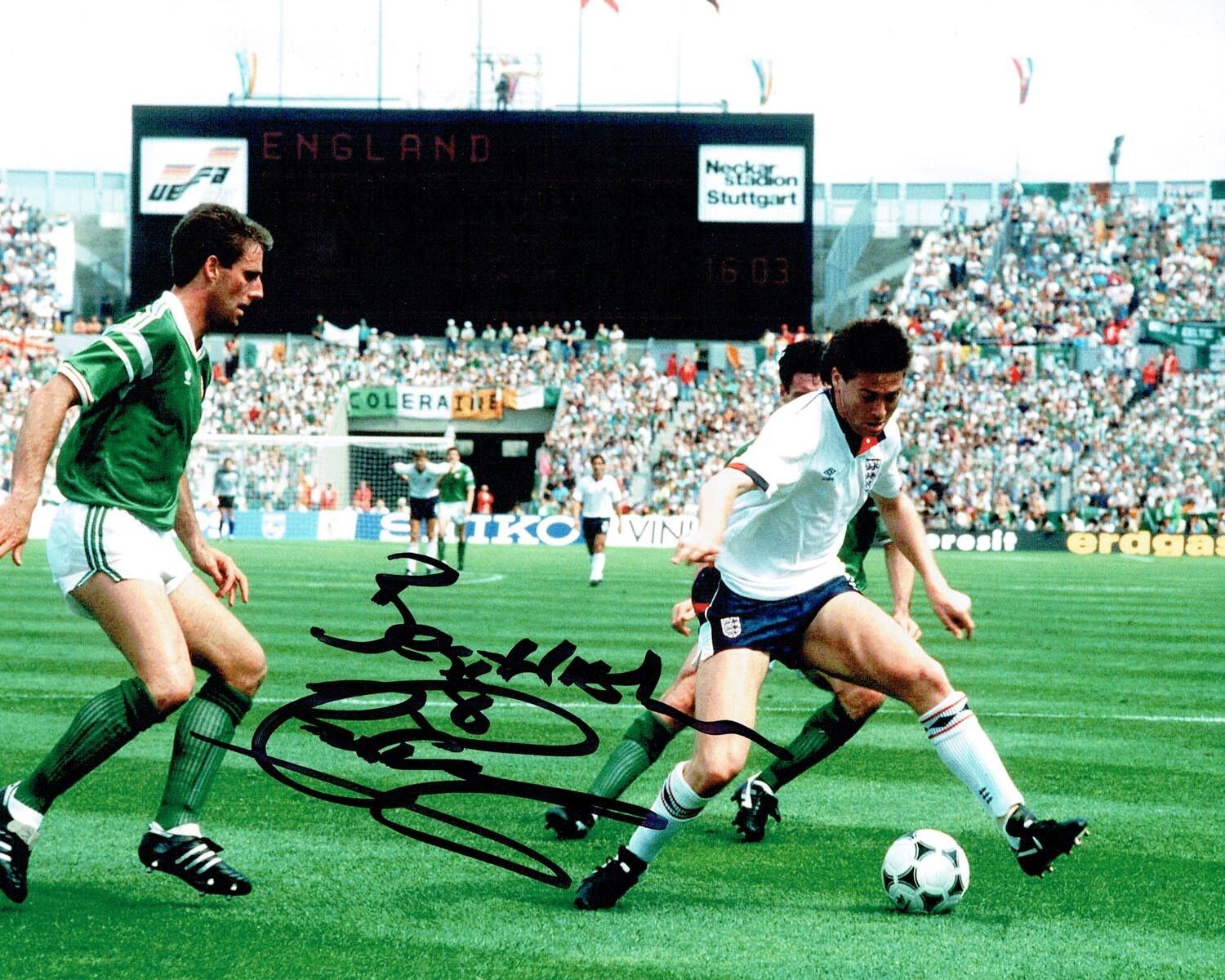 Chris WADDLE Signed Autograph 10x8 England Football Photo Poster painting AFTAL COA