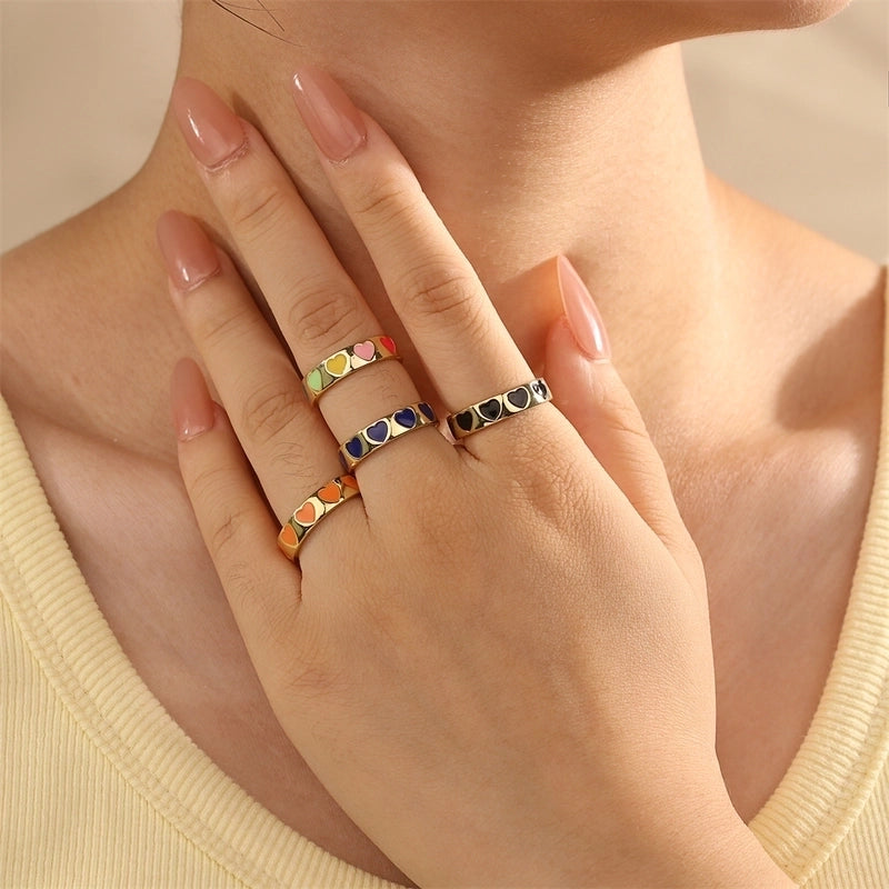 Cute Pentagram Copper Enamel Open Rings