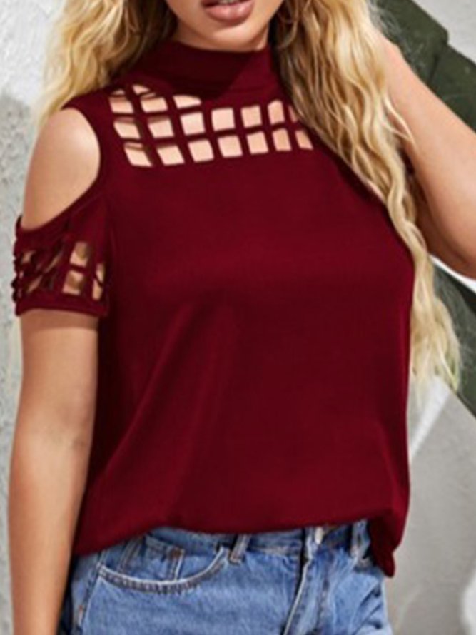 Cold Shoulder Cutout Sweet Shirts & Tops Zaesvini
