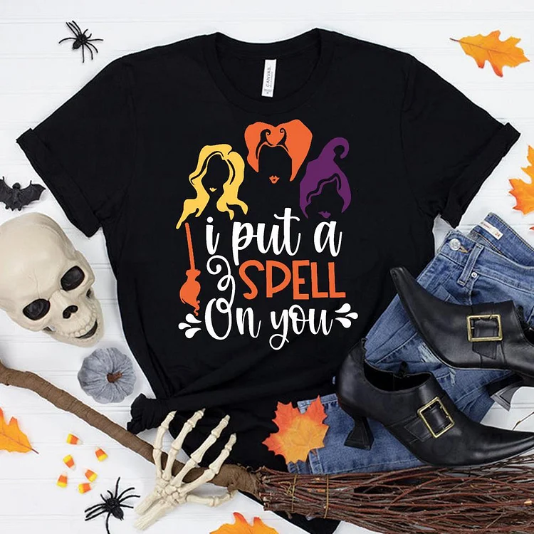 Halloween I put a Spell on you T-Shirt-06877-Annaletters