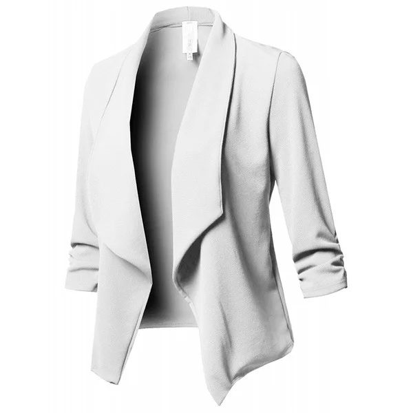 Ueong Wise Hot Style Slim Long Sleeve Pleated Suit Collar Solid Color Versatile Small Suit Jacket Size 10