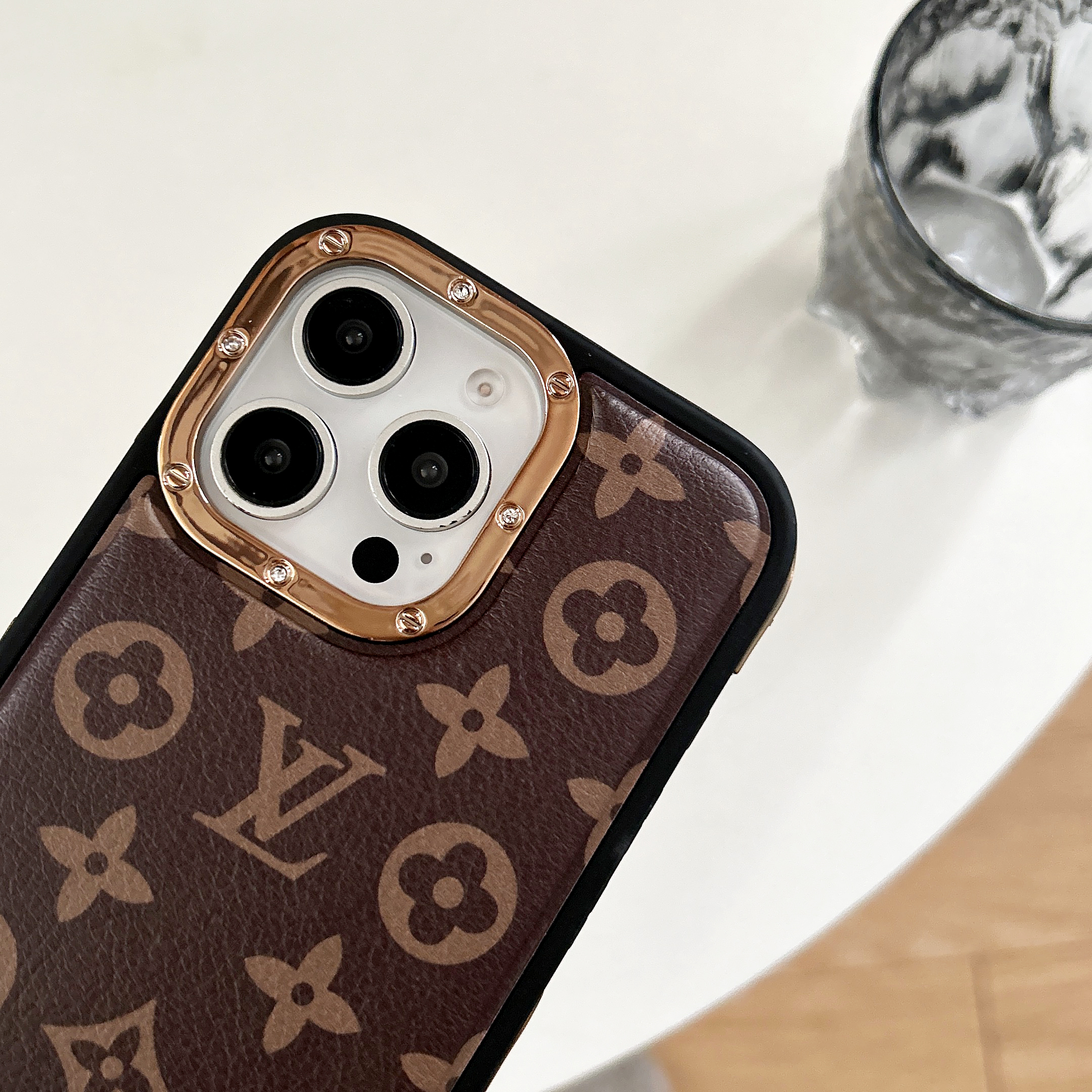 Classic Louis Vuitton Monogram Canvas and Leather Drop Protection Phone Case