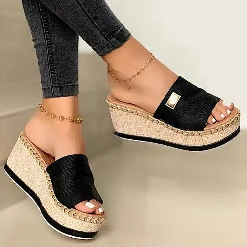 Summer new ladies wedge slippers thick-soled soft and comfortable 2021 new casual shoes outdoor beach sandals ladies slippers