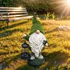 Flocked Gnome Statue with Solar Light Outdoor Gnome Decoration for Outdoor Decor
