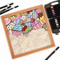 Cute Cupcakes - Wooden Coloring Puzzle