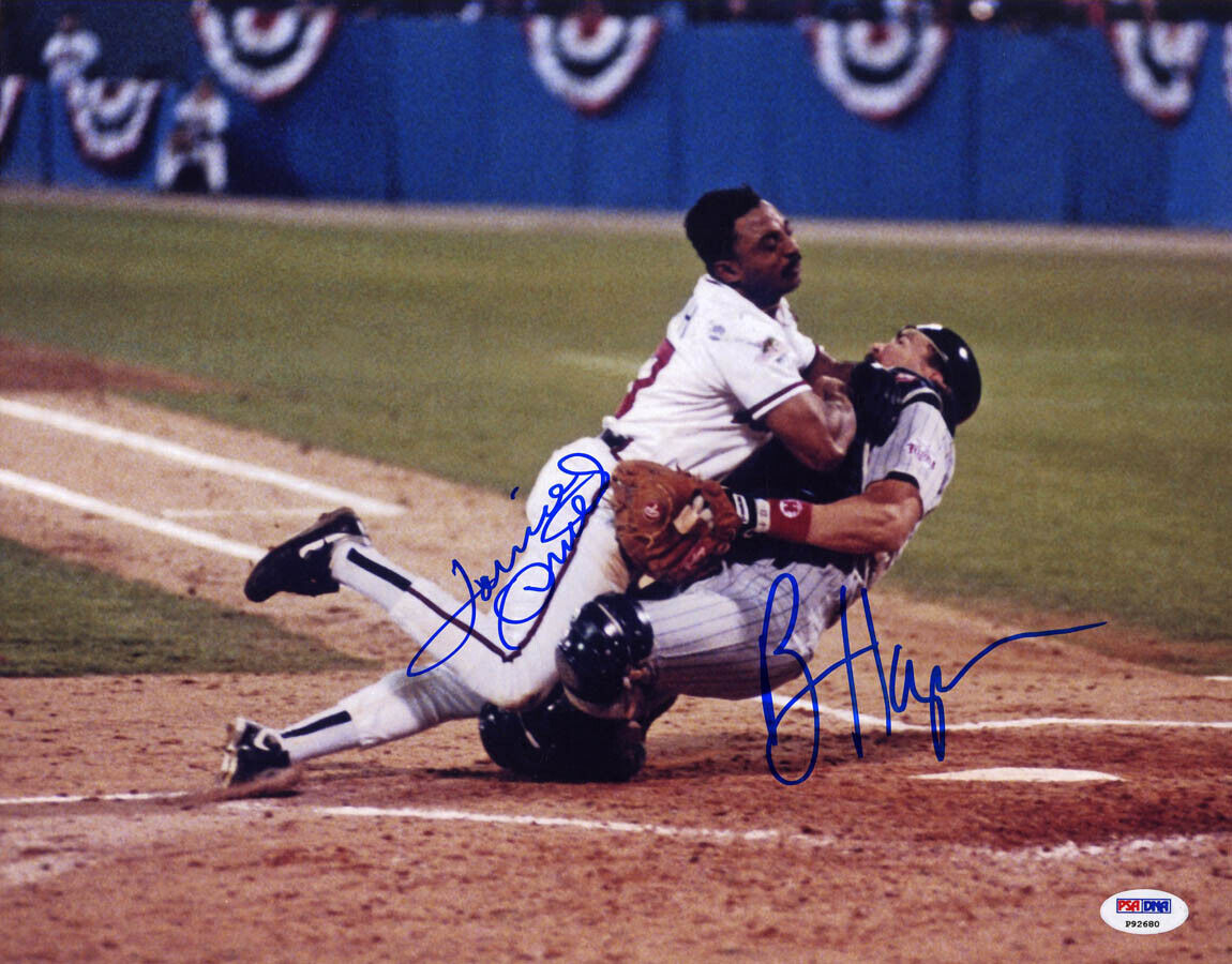 Lonnie Smith Brian Harper SIGNED 11x14 Photo Poster painting Braves Twins PSA/DNA AUTOGRAPHED WS