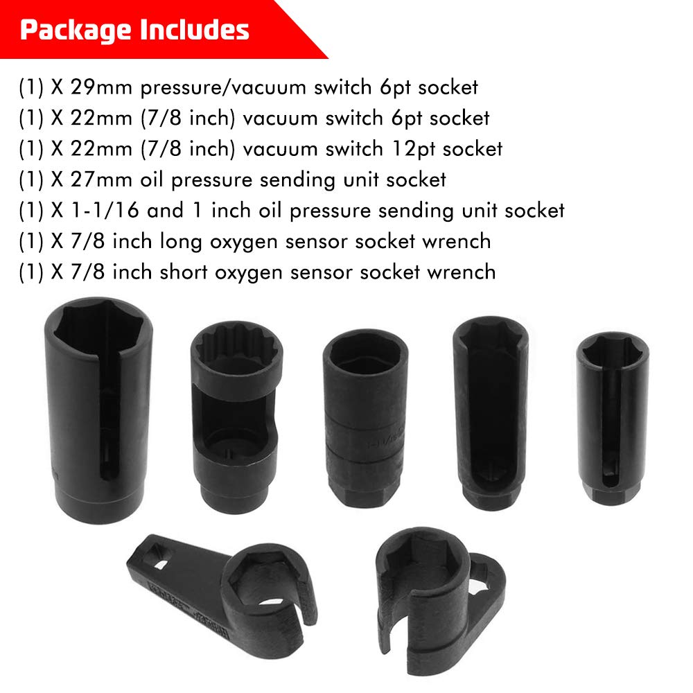 7 Piece Oxygen Sensor Socket Set 8401