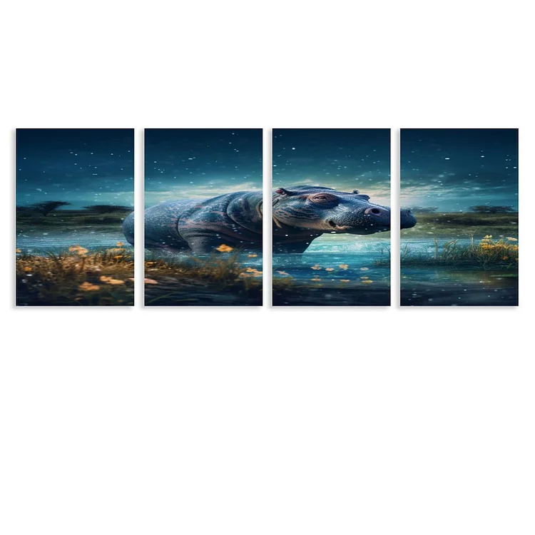 4 Panel Hanging Posters Vertical ANIMAL Hippopotamus   customized, personalized, gift