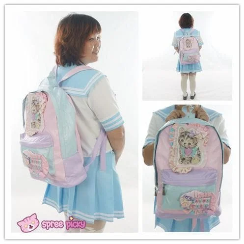 Kawaii Kitten Hand Made Soft PU Backpack SP151640