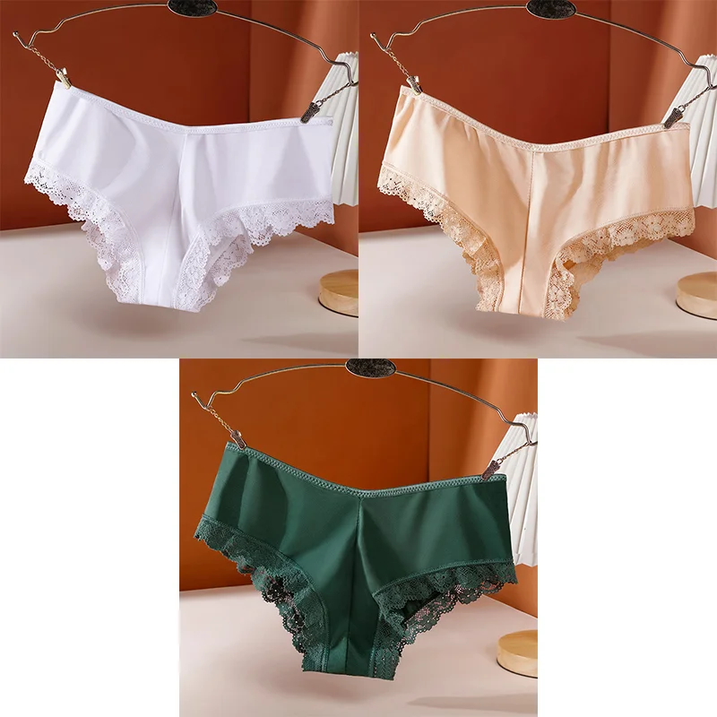 Billionm Sexy Women's Panties Low-Rise Hollow Out Cross Underwear Ice Silk Lace Female Comfort Seamless Lingerie