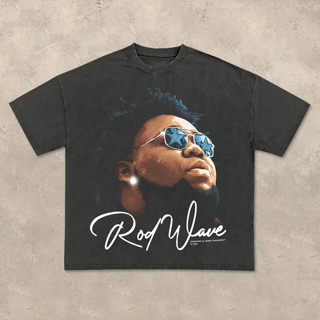 Big face rap star Rod Wave printed T-shirt