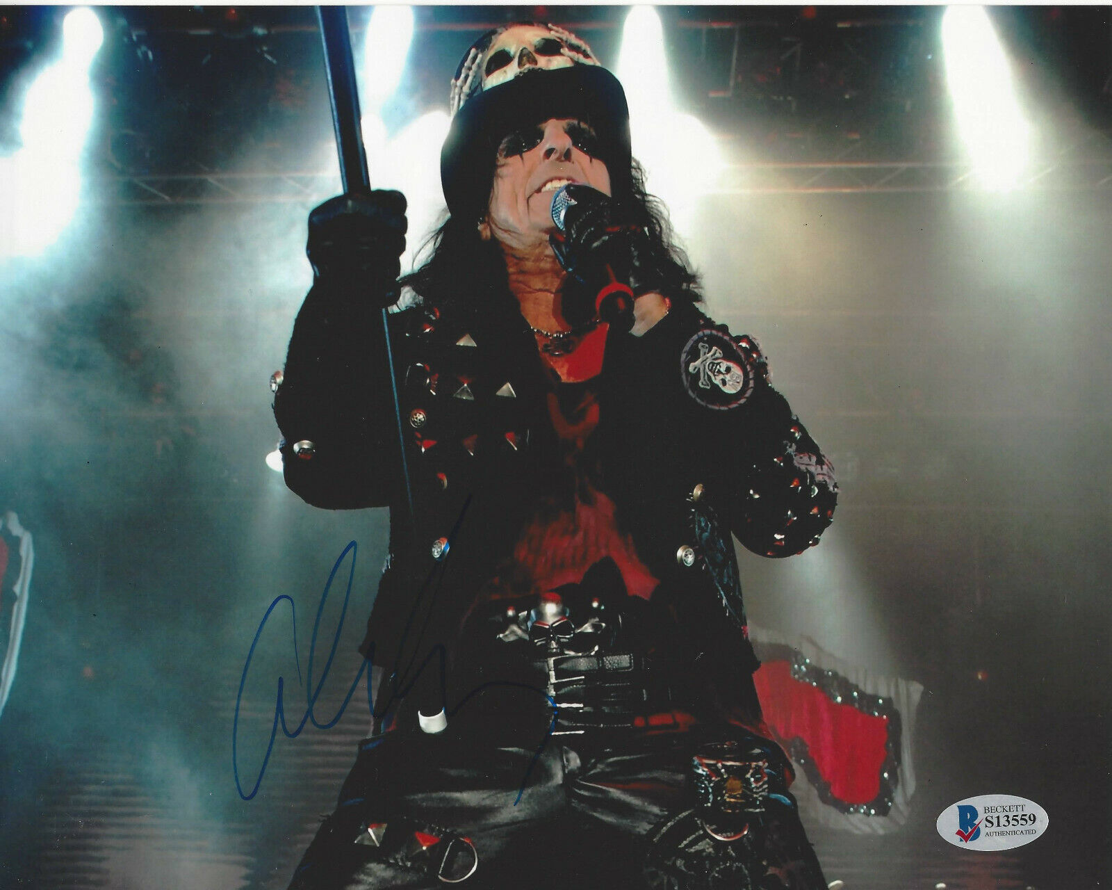 SINGER ALICE COOPER SIGNED 8X10 Photo Poster painting SHOCK ROCK ICON 7 PROOF BECKETT COA BAS