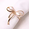 Simple Golden Bowknot Pearl Napkin Ring