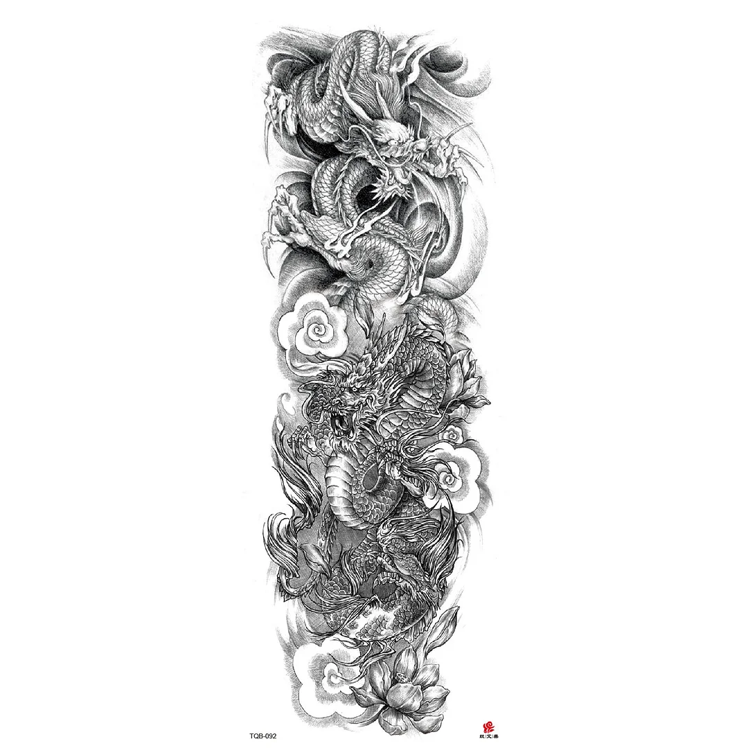 Sdrawing Arm Temporary Tattoos Sleeve for Men Women Realistic Fake Tatoo Warrior Lion Mechanical Skull Wolf Rose Tatto Sticker Totem