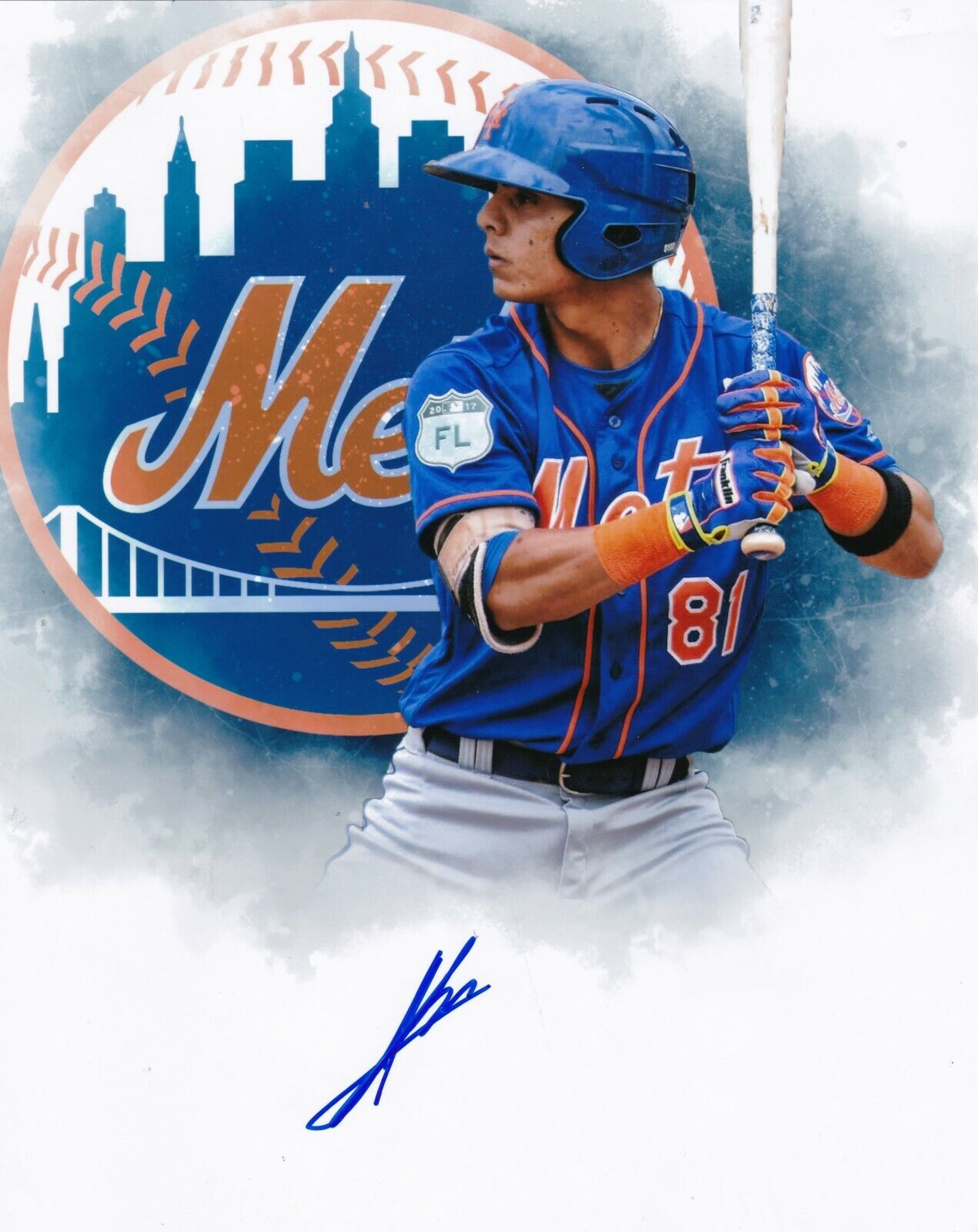 ANDRES GIMENEZ NEW YORK METS ACTION SIGNED 8x10