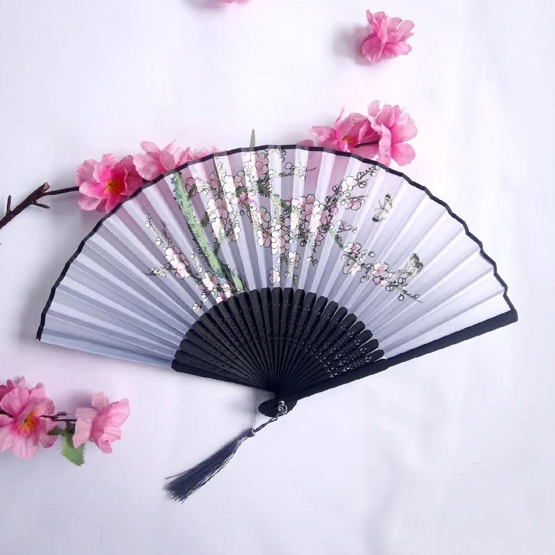 3 Pieces Ancient Style Folding Fan Female Classical Tassel Silk Fan Chinese Style Small Fan Portable Dance Craft National Fashion Fan Student Fan