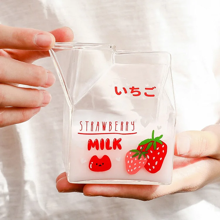 Kawaii Milk Square Glass Cup (380ml)