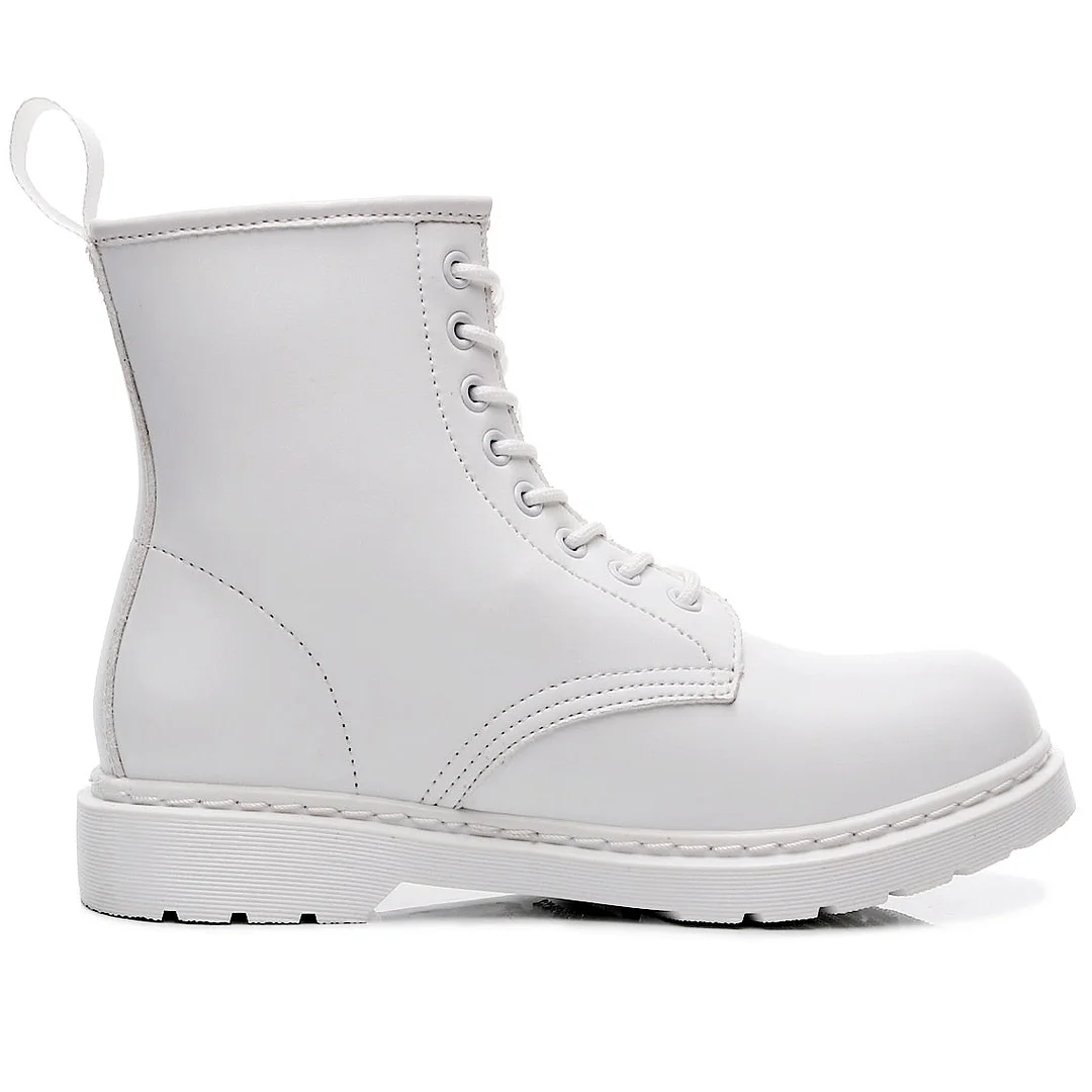 2022 Fashion Women Martin Boots GENUINE LEATHER White Ankle Boots Female Casual Punk Shoes Plus Size Man Motorcycle white Boot