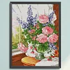 [Limited stock-Cross Stitch]Flowers On Windowsill-Full Embroidery 2 Strands 14CT Stamped Cross Stitch-35*47CM
