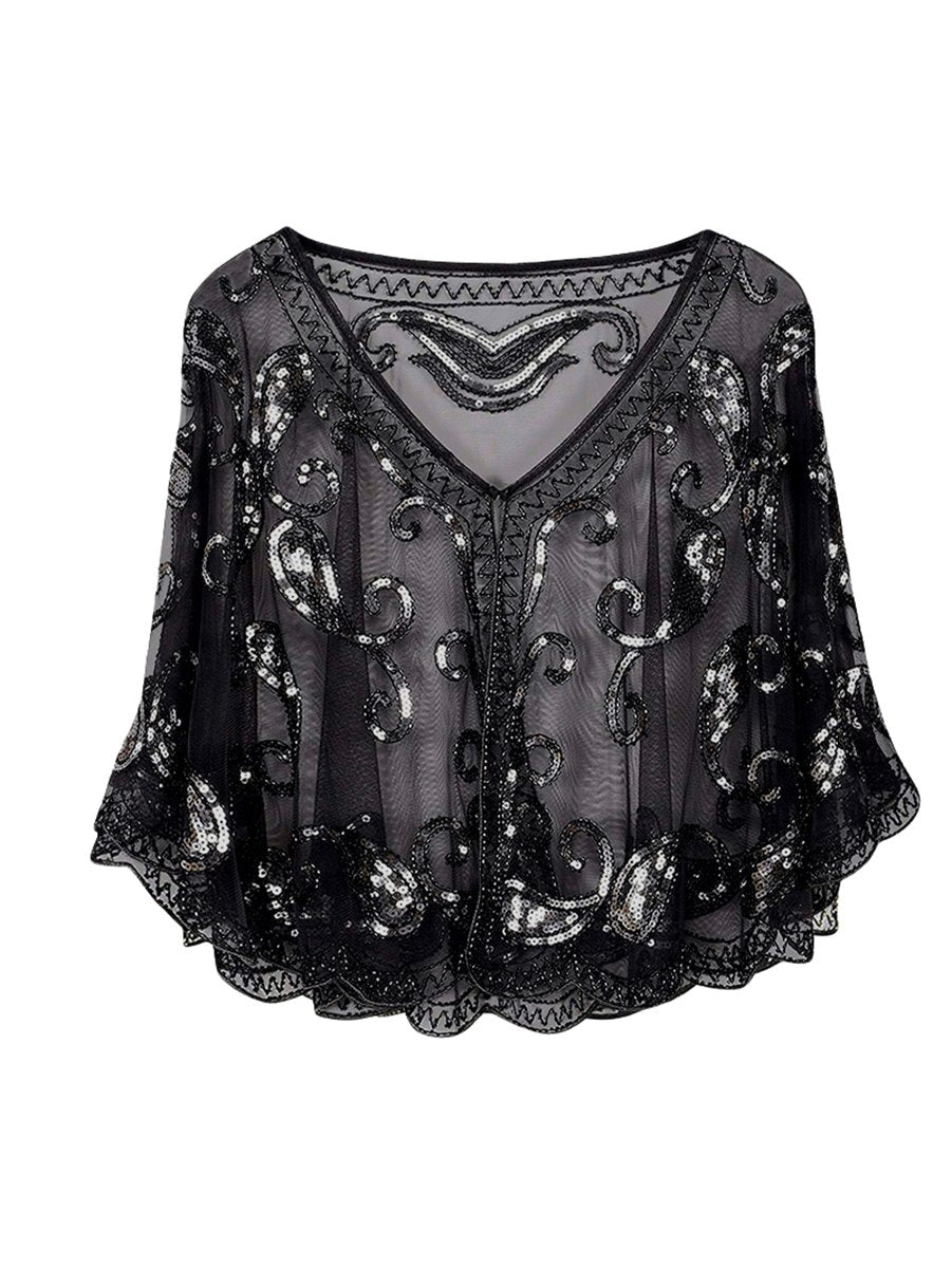 Gatsby Style Gorgeous Sequined Lace Shawl Accessories
