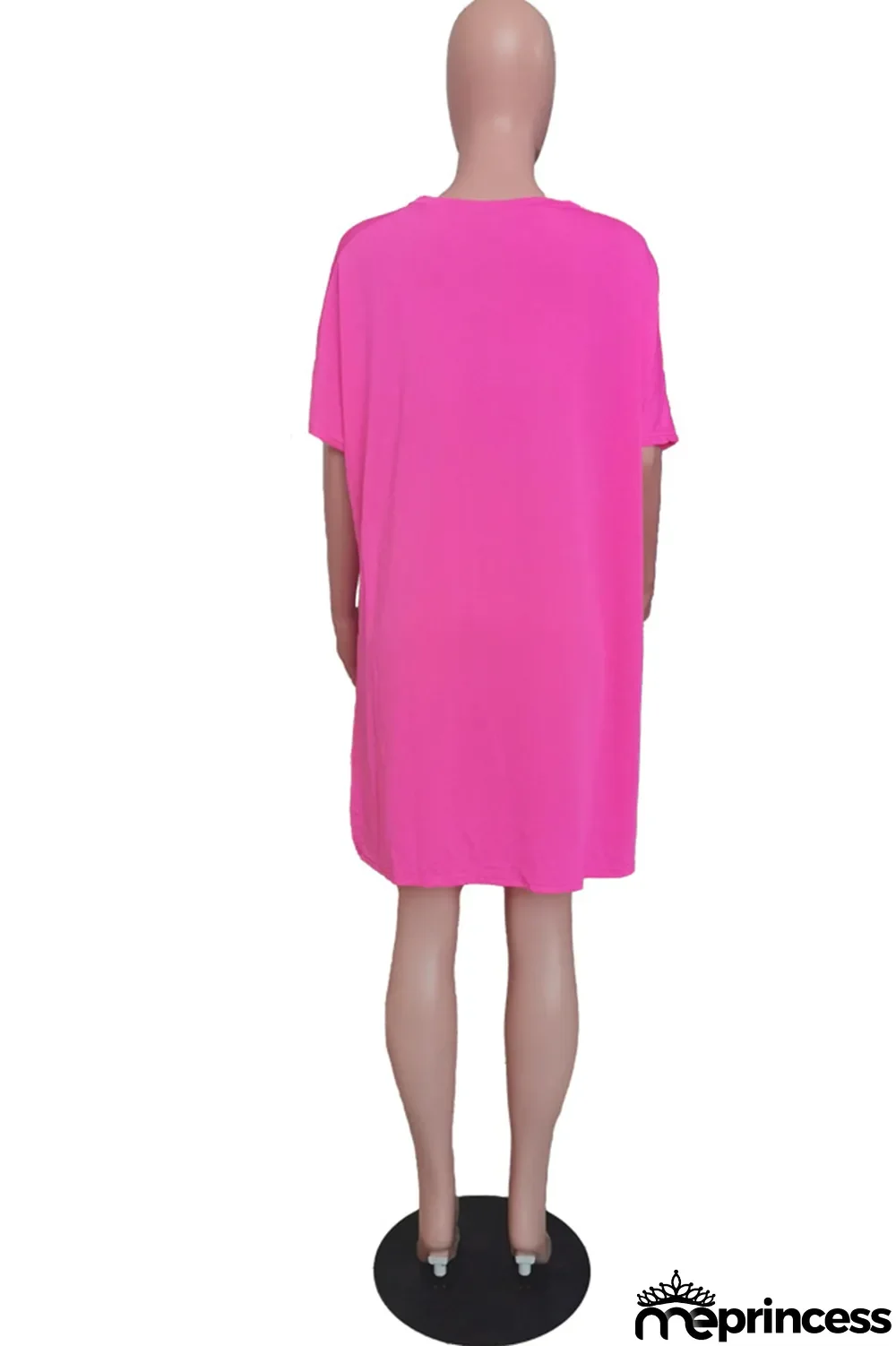 Rose Red Fashion Casual Letter Lips Printed Slit V Neck Two Pieces