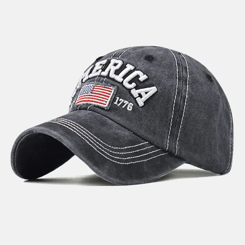 America Flag EST 1776 Embroidered Baseball Cap Hat