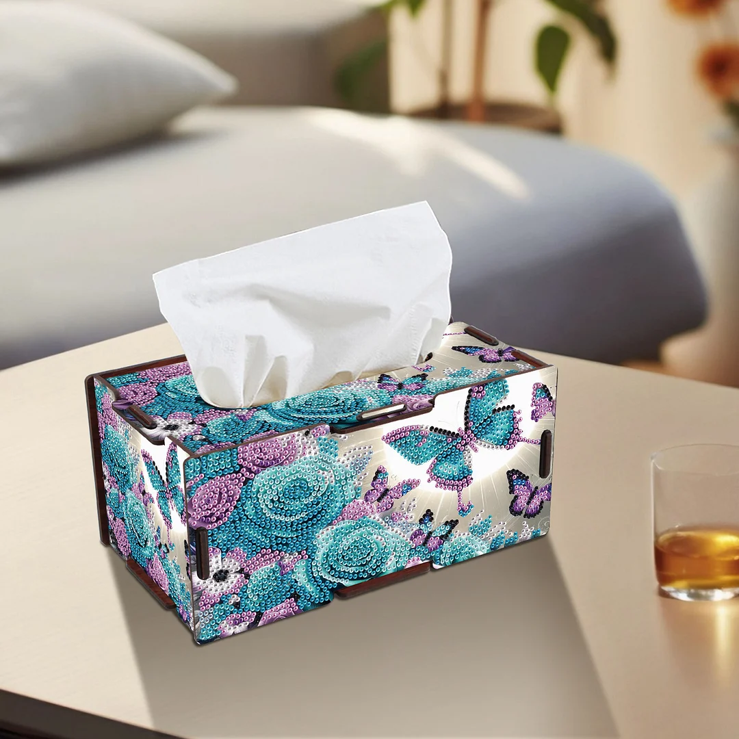 Wooden Diamond Painting Tissue Box for Home and Office Decoration (ZJH036)