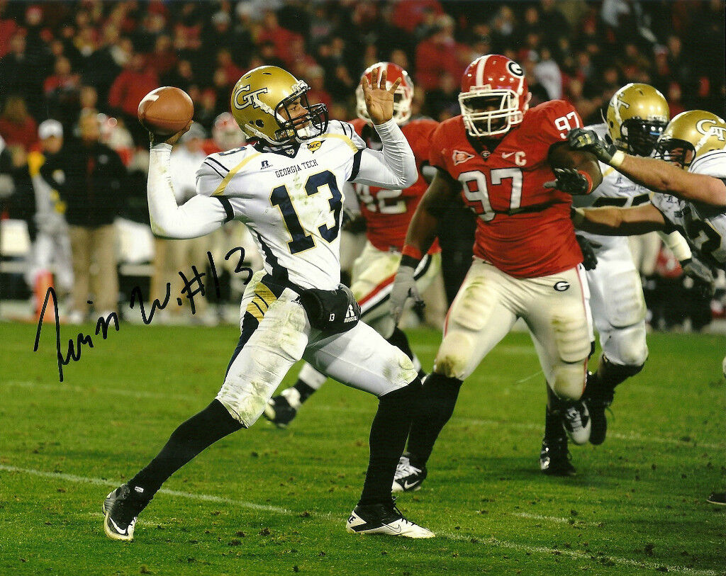 TEVIN WASHINGTON SIGNED GEORGIA TECH YELLOW JACKETS 8X10 Photo Poster painting W/COA