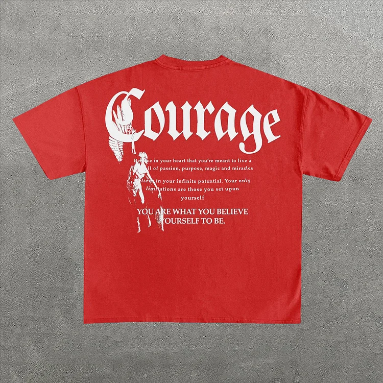 Courage Letters Print Short Sleeve T-Shirt