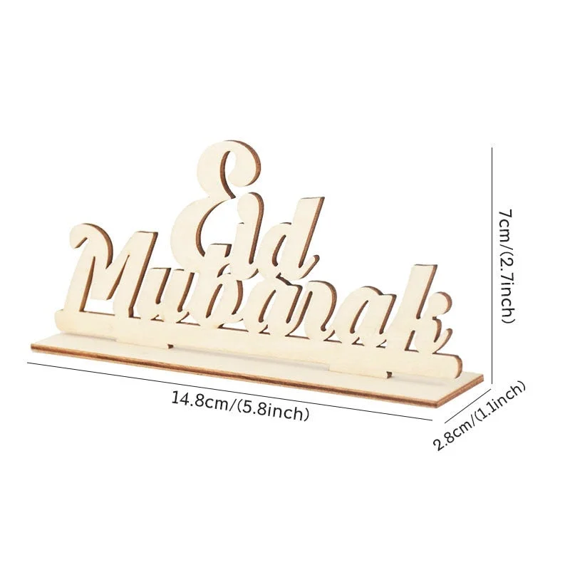 Eid Mubarak Wooden Craft Ornament Home Desktop Decoration For Islam Muslim Featival Party Decor Ramadan Kareem Gifts Eid Al Adha