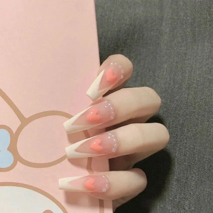 24Pcs Long Coffin False Nails with Colorful Wave Designs Wearable Fake Nail Full Cover Nail Art Tips Press on Nail Manicure Tool 515-1-Nail Inspo