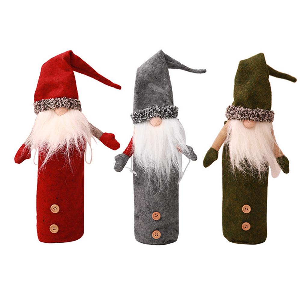 

Christmas Elf Doll Champagne Red Wine Bottle Cover Christmas Decoration, Grey, 501 Original