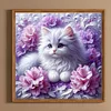 Cats And Flowers-Full Round Diamond Painting 30*30CM