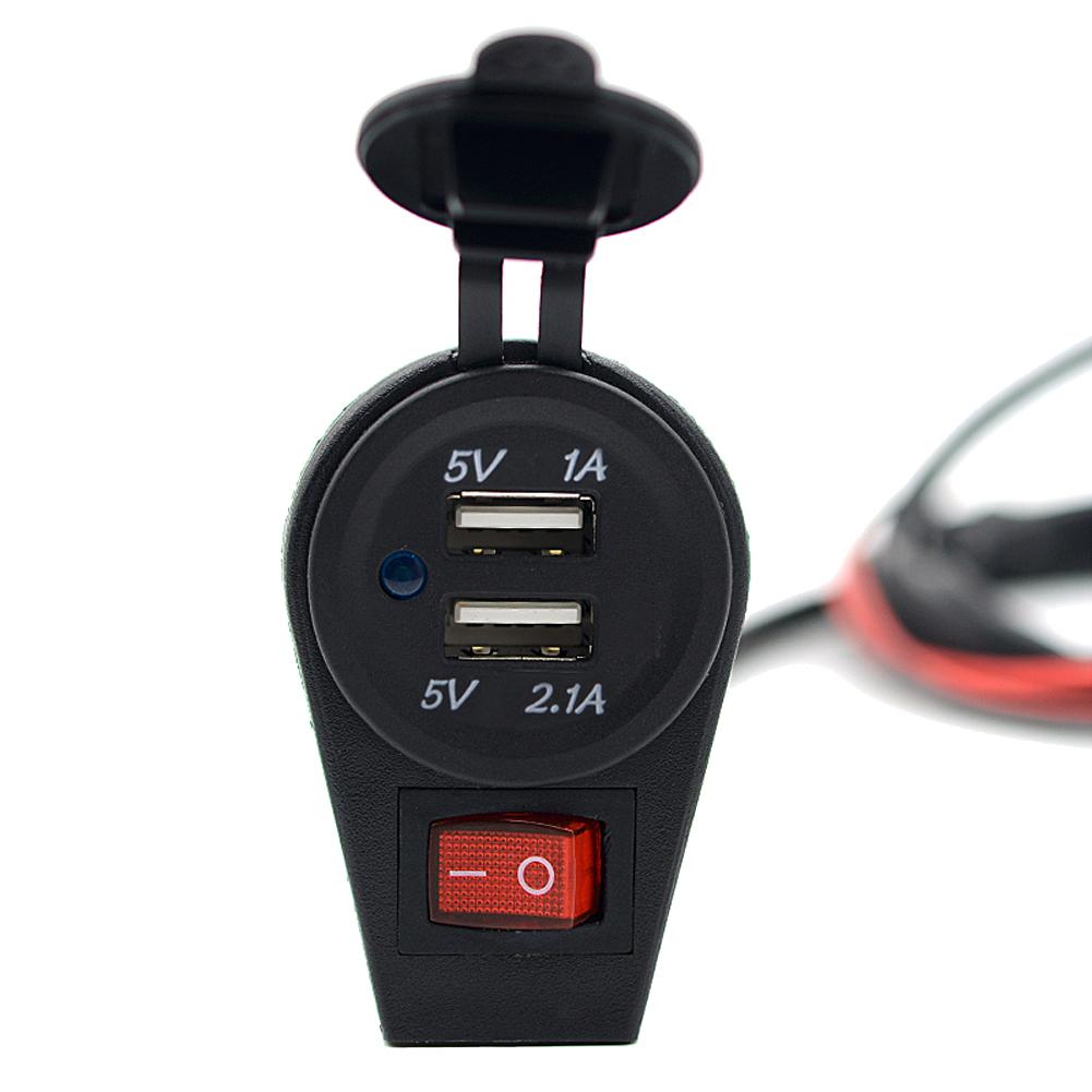 

12-24V Dual USB Charge Socket with Switch for Car Motorcycle Motorbike, 501 Original
