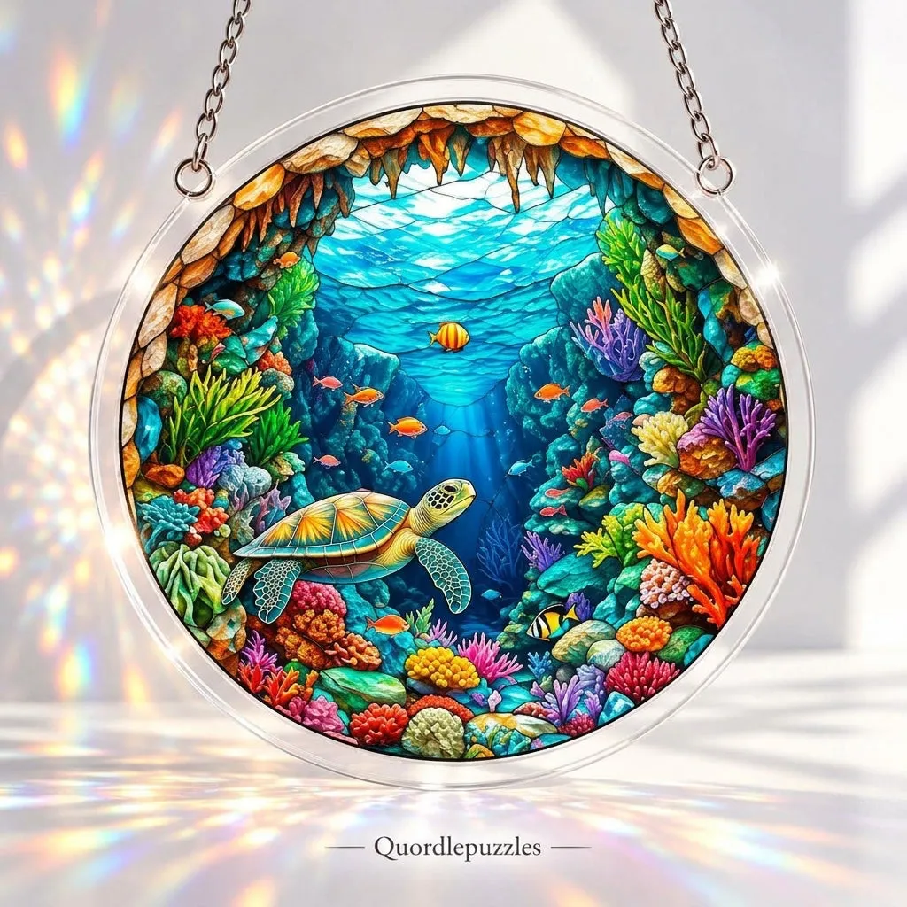 Tropical Turtle Stained Glass Suncatcher Puzzle