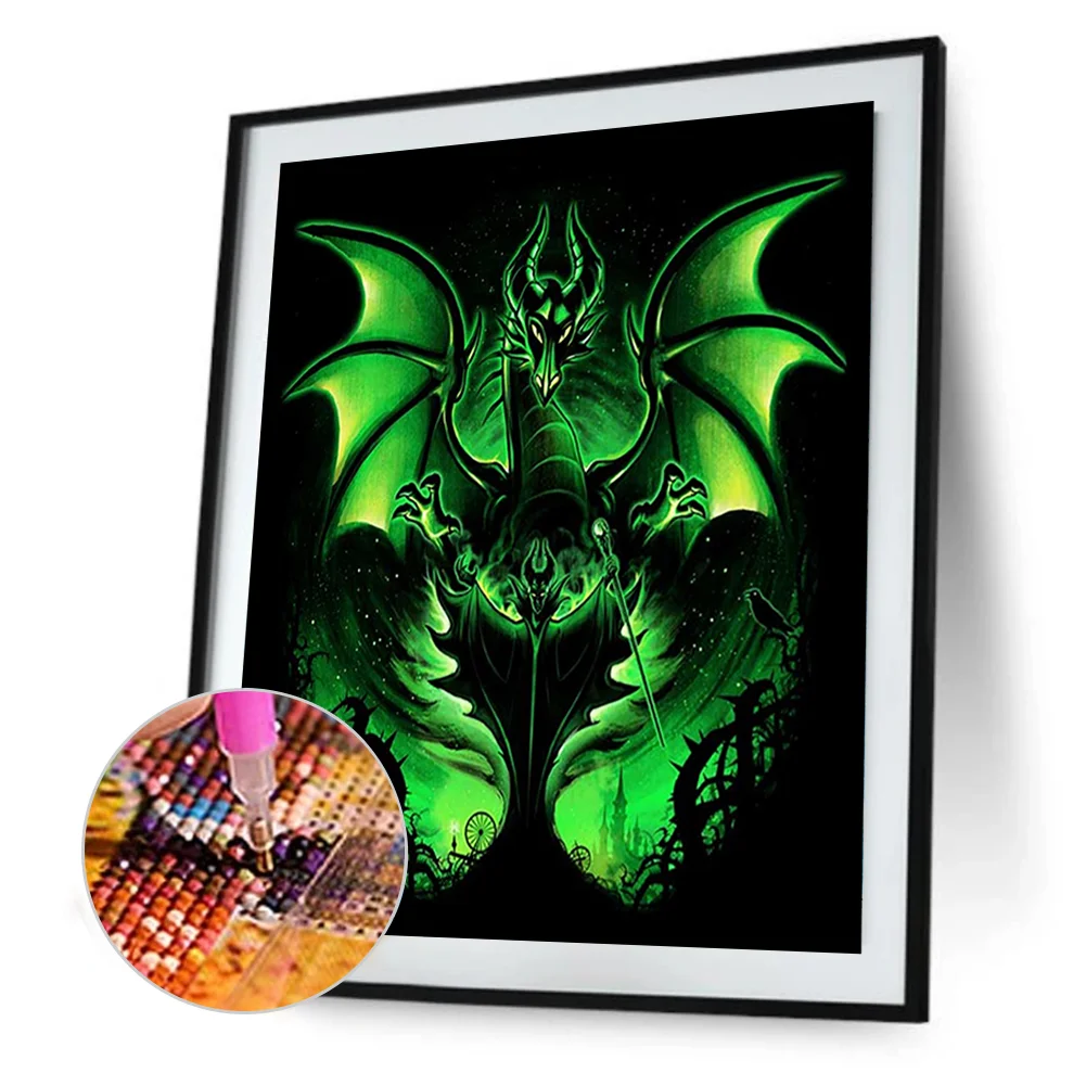 Full Round Diamond Painting 30*40cm - Silhouette Western Dragon
