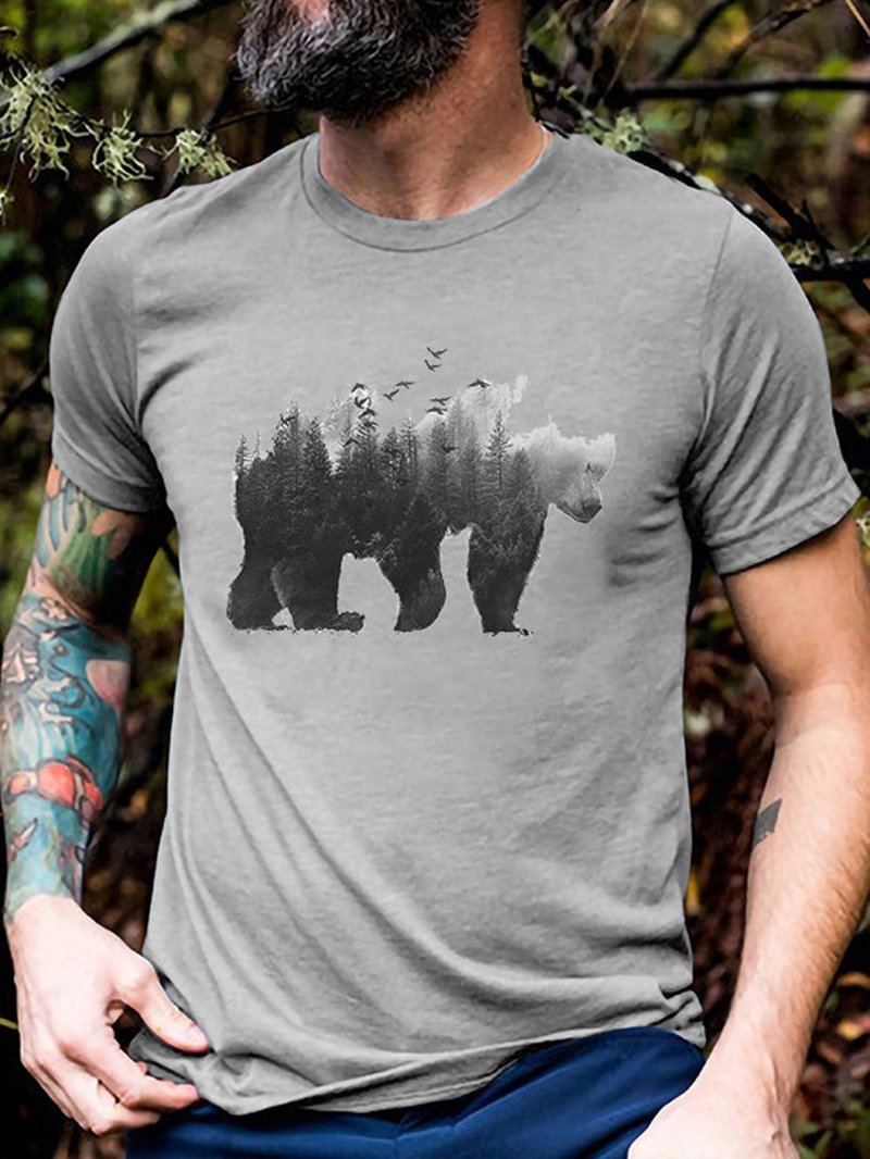 Outdoor Bear Printed Casual T-Shirt in  mildstyles
