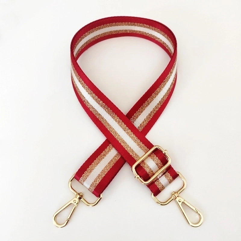 New Colorful Nylon Wide Shoulder Strap Bright Gold Thread Purse Accessories Strap Adjustable Shoulder Crossbody Replacement Long Strap