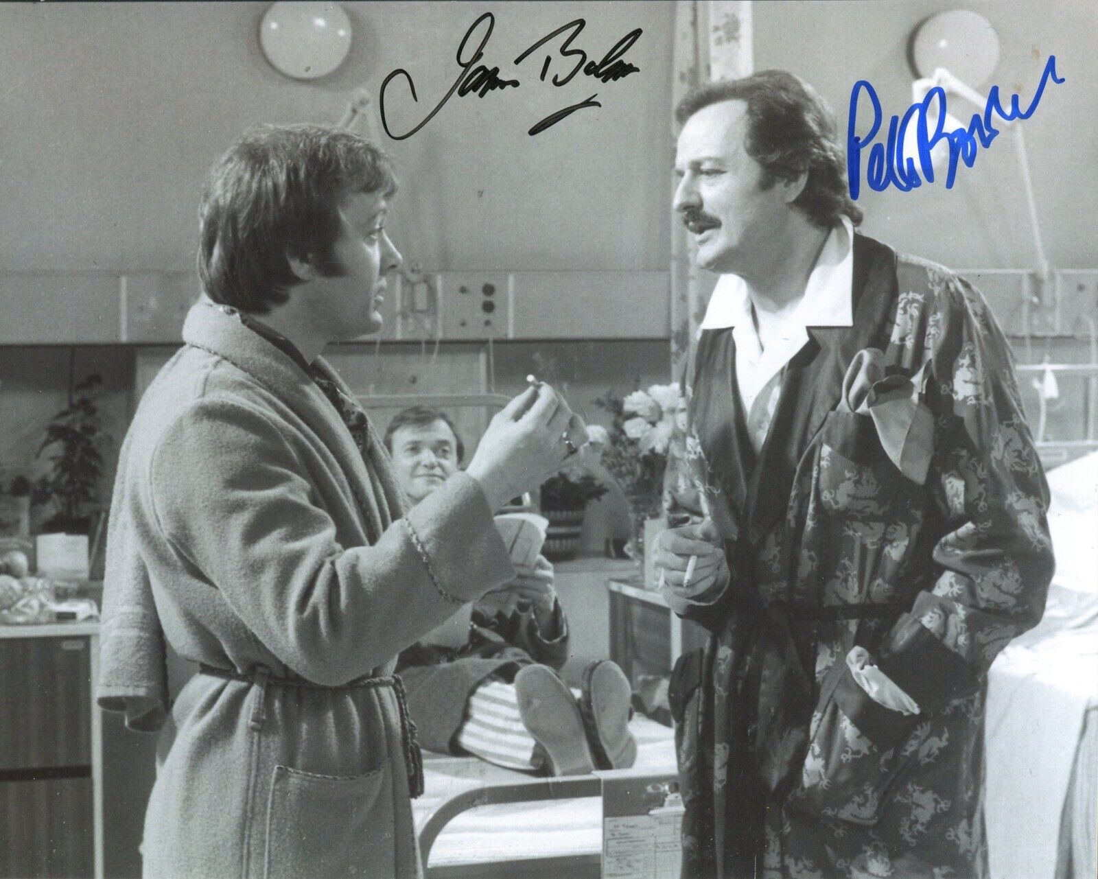 Only When I Laugh comedy series Photo Poster painting signed by Peter Bowles & James Bolam