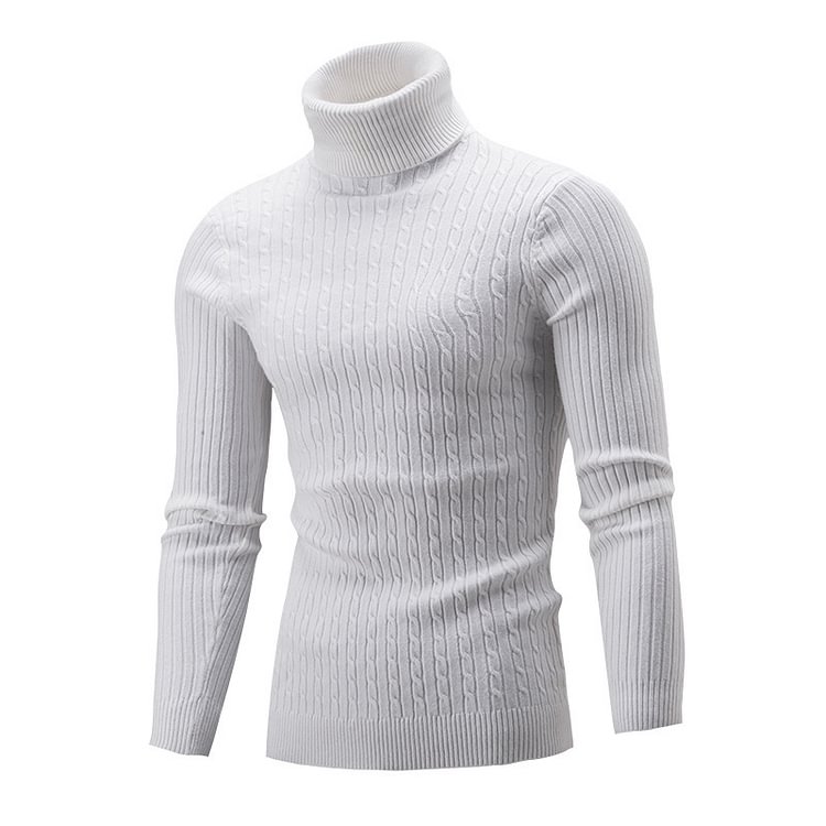 BrosWear Turtleneck Solid Color Pullover Top Sweater